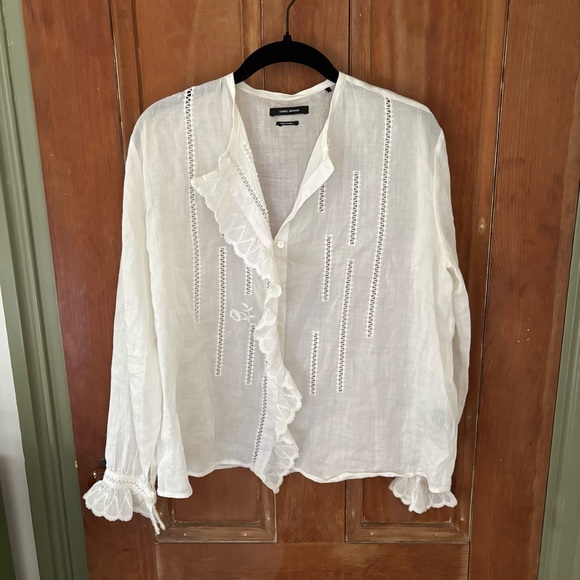 Isabel Marat White Embroidered Blouse - Picture 1 of 6
